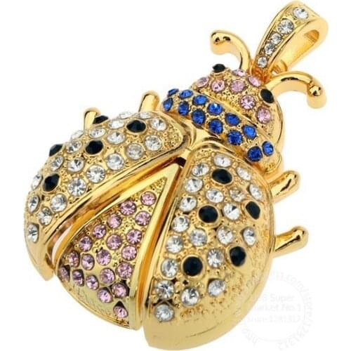 TEXT ME beautiful crystal gold beetle model usb2.0 4GB 8GB 16GB 32GB pen drive USB Flash Drive creative Pendrive