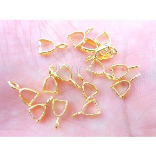 Free Shipping 50PCS Wholesale Yellow Gold Filled Jewelry Findings Bail Connector Bale Pinch Bail Pendant Linker