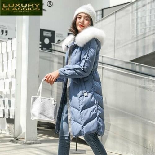 Jacket Womens Winter Down Long Coat Female Jacket Raccoon Dog Fur Collar Warm Thick Women Parkas 2021 Abrigo Mujer Pph1326
