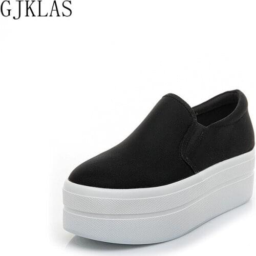 Slip on Wedges Shoes for Women Canvas Sneakers White Black Shoes Woman Chunky Sneakers High Heels Women Loafers Fashion Shoes