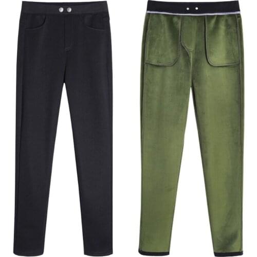 Women Winter High Waist Black Pencil Pants Thick Faux Fleece Lined Slim Stretch Warm Skinny Trousers Leggings Streetwear