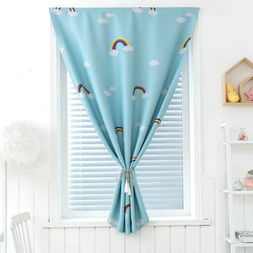 1pcs Punch-free Velcro-free Light-proof Bay Window Bedroom Nordic Minimalist Thin Shade and Heat Insulation Curtain Fabric F8357