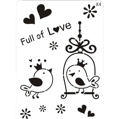 1pc Stencils FULL OF LOVE Painting Template DIY Scrapbooking Album Decorative Stencils Drawing Template Reusable