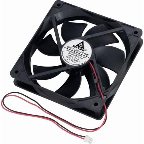 2 Pcs Gdstime 120mm 5-Volt Two-Wire 2Pin High Speed 2000RPM Ball Bearing 120*120*25mm 12cm DC PC Cooling Fan 5V 12025B 0.5A