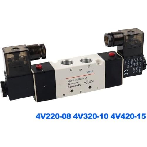 4V220-08 4V320-10 4V420-15 valves with Muffler connector /8mm/10mm/12mm 5/2 5/3 way solenoid valve