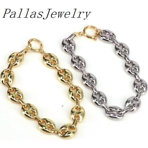 5Pcs 2021 Unique Gold Coffee Beans Link Chain Bracelet Gold Silver Color for Men Women Fashion Jewelry