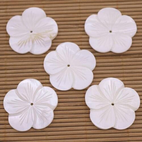 5 PCS 30mm Flower Shell Natural White Mother of Pearl Jewelry Making DIY