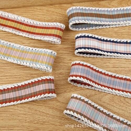 5yards/lot White Lace Contrast Stripes Printed Ribbon for Diy Hairwear Bows Gifts Flowers Packaging Ribbons Clothing Accessories