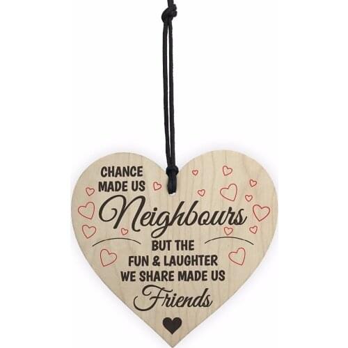 Wooden Heart-shaped Wood Crafts Neighbor plaque sign Special Use Christmas Home DIY Tree Decoration Small Pendant Accessories