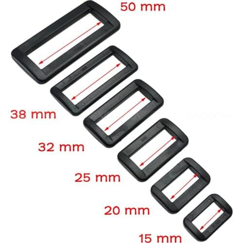 Travel Bag Leisure Backpack accessory Plastic Black Loops Adjustable Buckles Rectangle Rings Backpack Straps Webbing Bag Parts