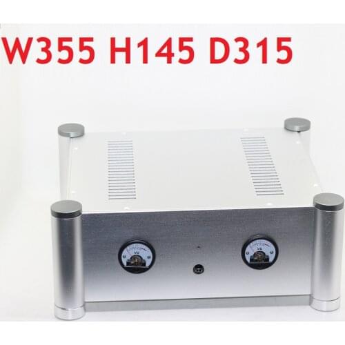 Dual VU Meter DAC Decoding Shell DIY Aluminum Preamp Amp Chassis Curved Design Audio Hifi Kits Power Amplifier D315 W355 H145
