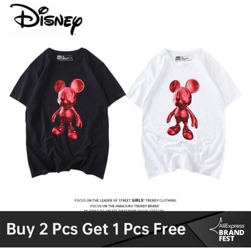Disney Short Sleeve T-Shirts Women Streetwear Hip Hop Casual Mickey Mouse Cartoon Print Tees Shirts Cotton Harajuku Tshirts Tops
