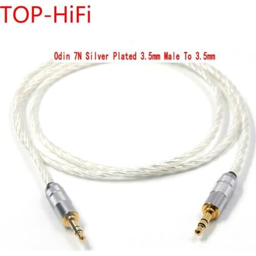 TOP-HiFi Odin 7N Silver Plated 3.5mm Male to Male Stereo AUX Cable 3.5 Right Angle Jack to Jack Adapter for Headphone Amplifier