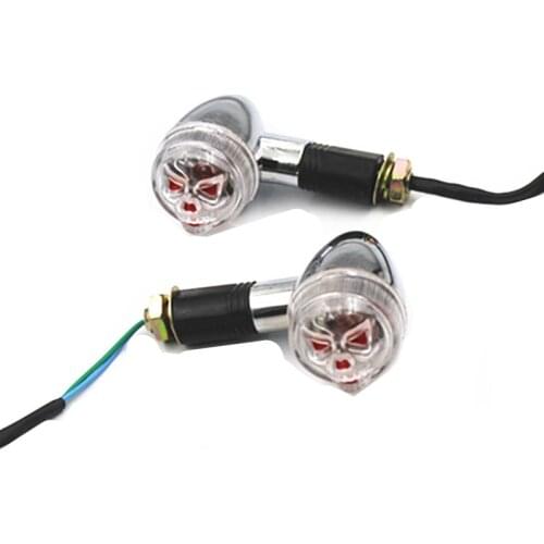 Chrome Clear Skull Turn Signal Light for Honda Ducati Triumph Kawasaki Ducati Yamaha Cruiser Chopper Cafe Racer Old School