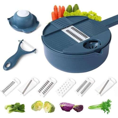 Fruit Vegetable Tools Cutter Slicer Stainless Steel Plastic 12 in 1 Kitchen Potato Carrot Onion Cooking Gadgets Tool Accessories