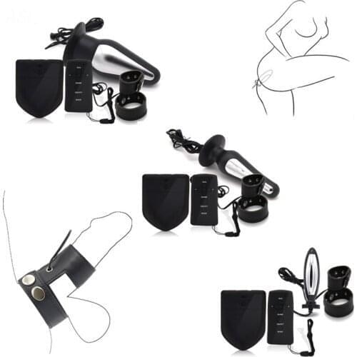 Electric Shock Penis Ring Anal Plugs Butt Plug Electro Stimulate Body Massager Cock Ring Adult Medical Themed Sex Toys For Men