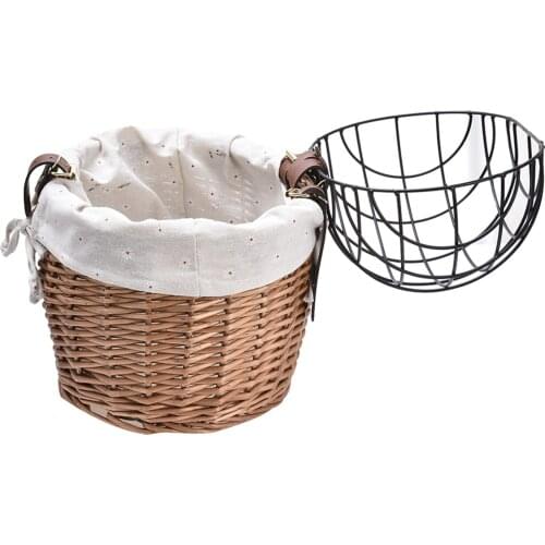 Dog Bicycle Basket Woven Bike Basket Front Handlebar Wicker Bicycle Basket Small For Pet Carrier Cycling Accessories Removable