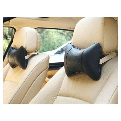 Leather Car Neck Pillow 2 Pcs (Black)