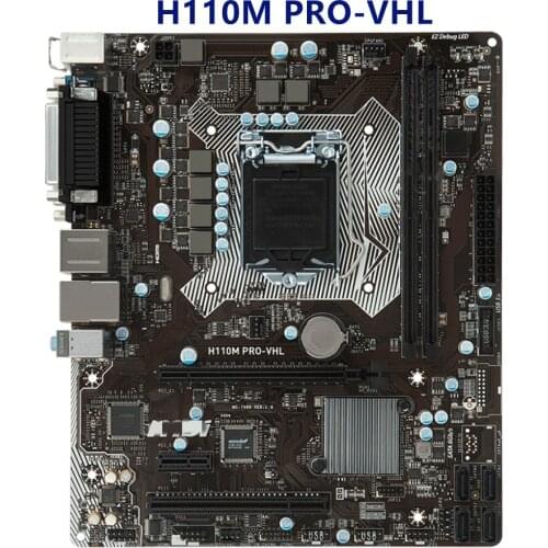 For MSI H110M PRO-VHL Motherboard LGA 1151 DDR4 Intel H110 H110M Desktop Mainboard SATA III USB3.0 PCI-E X16 3.0 Used