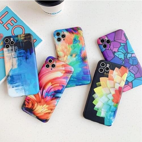Fashion Colorful Pattern Soft Phone Case For iPhone 11 Pro 12 Mini X XR XS Max SE2 7 8 Plus Silicone Back Protection Cover Funda