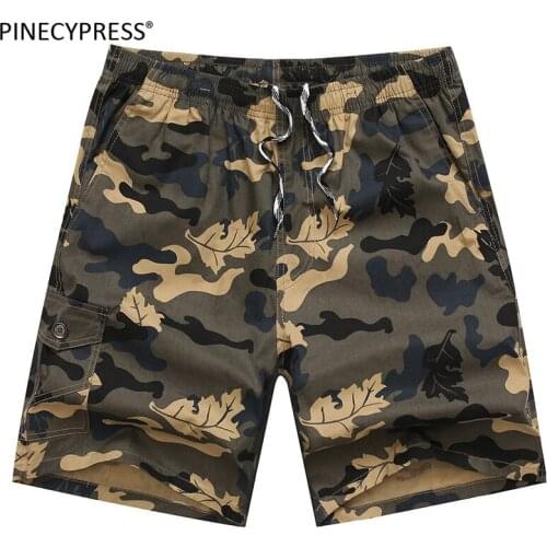 100% Cotton Man Shorts Fashion Camouflage Pockets Military Army Loose Male Khaki Beach Straight Casual Men Cargo Short Pants