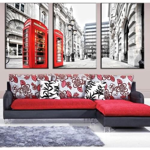 London red telephone box canvas painting Modern Wall Painting Home Decorative Art Picture Paint on Canvas Prints Nostalgia