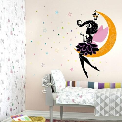 New Moon Fairies Star Wall Stickers For Girls Kid Rooms Bedroom PVC Wall Sticker Home Decoration Decals Wallpaper Mural Art