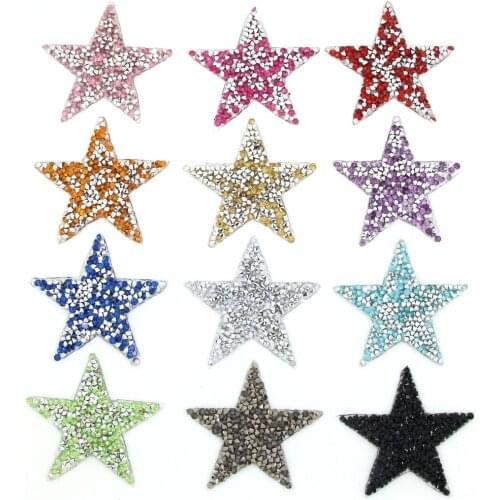 6x6cm Star Crystal Patches Colorful Thermo Stickers On Clothes Sequin Iron On Patch For T-shirt Appliques For Girls Crafts DIY