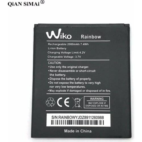 New Rechargeable Mobile Phone Battery For Wiko Rainbow Battery 2000mah 7.4Wh 3.7V Lithium Backup Phone Accumulator Bateria