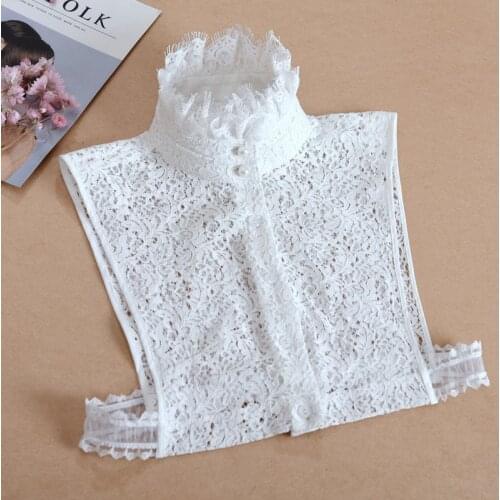 2021 New Fake Collar for Women High Stand Embroidery False Collar Lace Hollow Decorative Female Shirt Detachable Sweater Collar