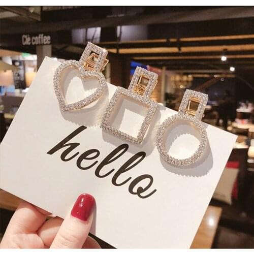 New Trendy INS Style Geometric Round Square Ellipse Rhinestone Hairpins For Women 1pc Crystal Hairwear Party Decoration