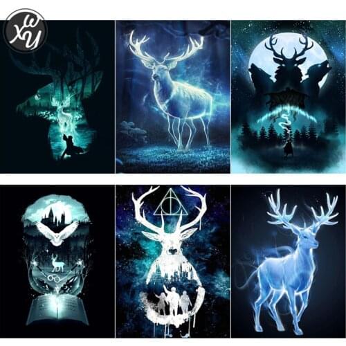 Deer Diamond Painting Kit Diamond Painting Night Diamond Embroidery Full Diamond Painting Blue Diamond Art Kits for Adults Decor