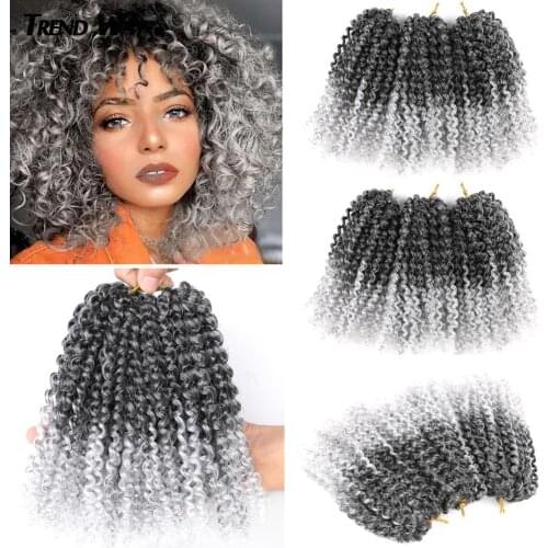 Ombre Short Hair Synthetic Crochet Braiding Hair Marley Bob Hair Extensions Braids For Black Women Kinky Curly Twist Hair 8Inch