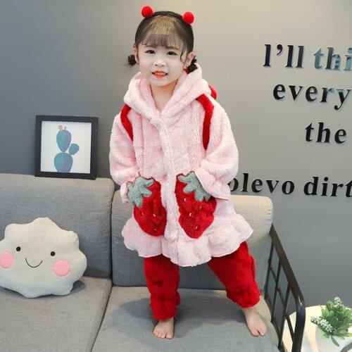 Autumn Winter Girl Pajamas Set Kids Thick Warm Sleepwear Girls Long Kids Pijamas Girl Long Hoodies + Pants Kids Pajamas Set