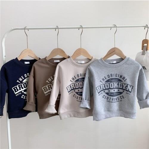 2020 Autumn Winter Kids Thicken Sweatshirt Causal Letter Print Velvet Warm Baby Hoodies for Boys 3-7 Y Child Fashion Pullovers