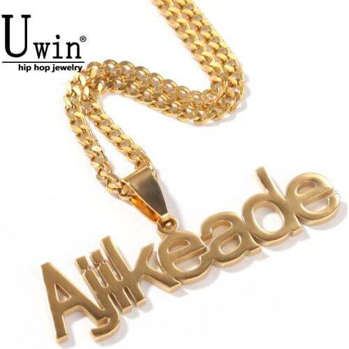 Uwin Custom Name Stainless Steel NecklaceLetters Personalized Necklace Fashion Hiphop Jewelry