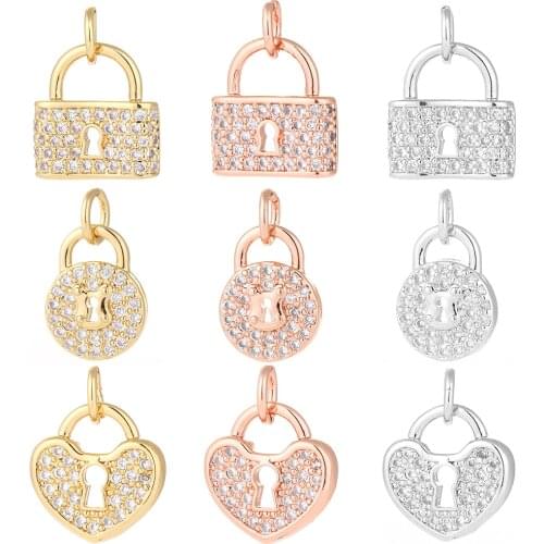 Lock Heart Charms for Jewelry Making Supplies Gold Design Charms Charm Diy Earring Bracelet Necklace Copper Accessories