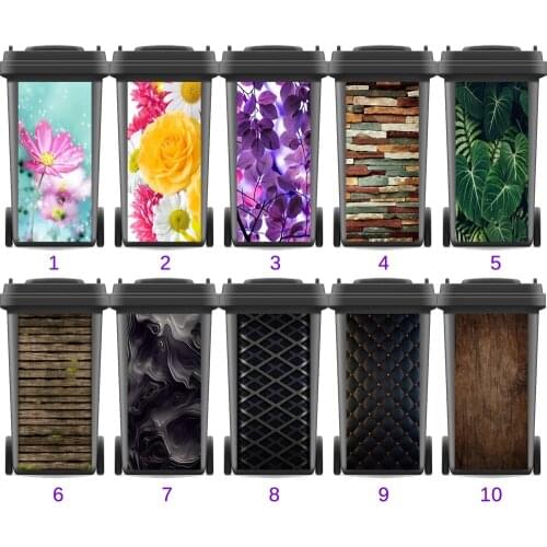 Hot Modern Adhesive Removable Waterproof Sticker Decals Rubbish bin trash can Cover sticker Ktichen 120liter 240liter