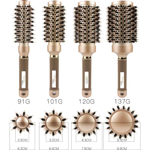 1 Pcs Round Hair Comb Hairdressing Curling Hair Brushes Ceramic Iron Hair Comb Brush Curler Magic Comb Round Comb Hair Brushes