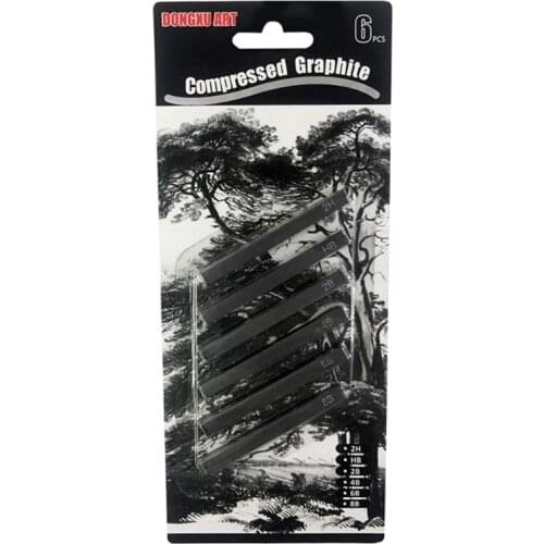Professional 6x Compressed Square Sticks Charcoal Pencils for Sketching Shading