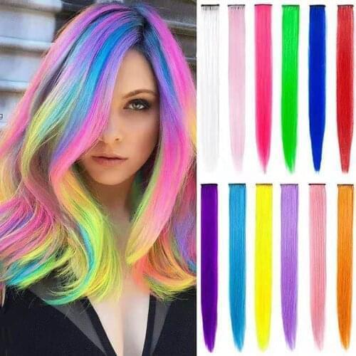 Strands of Hair on Hairpins Synthetic Kanekalon for Hair Extensions Fake Hair dye Clip in Extension Accessories
