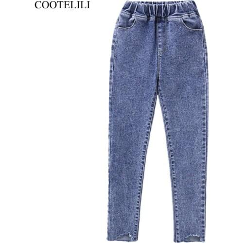 COOTELILI straight Jeans For Girls Fashion Kid Pants Kids Leggings For Girls Children Denim Pants Girls Casual Long Trousers