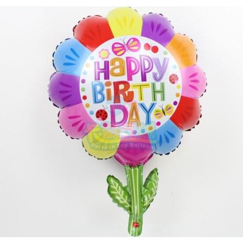 Happy birthday decoration flower balloons 10pcs/lot green leaf colorful foil ballons baby birthday balloons air globos LBR14