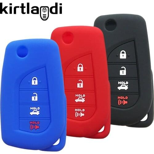 4 Button Silicone Key Cover Holder Shell for Toyota Camry Prius C-HR Corolla Clicker Carwalaa Key Fob Remote Accessories Keyless