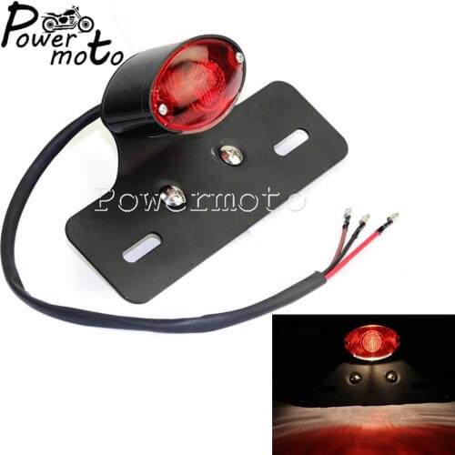 Universal Cat Eye Taillights Brake Stop light Licence Plate Bracket Holder for Harley Triumph Bobber Cafe Racer XS650