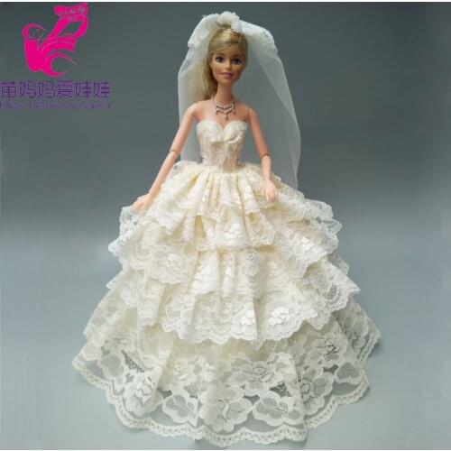 High Quality Elegant Red Color Wedding Dress for FR Doll for Barbie Doll Wedding Dress
