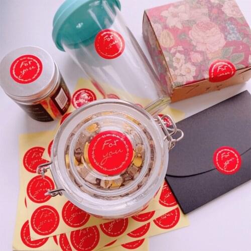 120pcs/lot Stamping Font Red Hot Round Adhesive 'For you' Seal Sticker DIY Gift Product Package Decoration Label Store Supplies