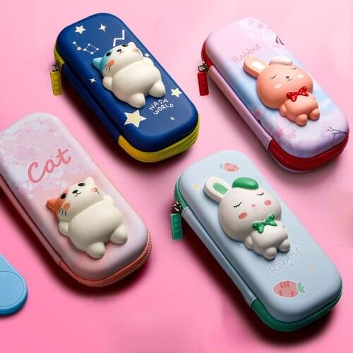 3D EVA Pencil Case Cute Stationery Box Cartoon Animals Pencil Box for Children Pen Kawaii Stationery Gift Pouch Eraser Holder IN