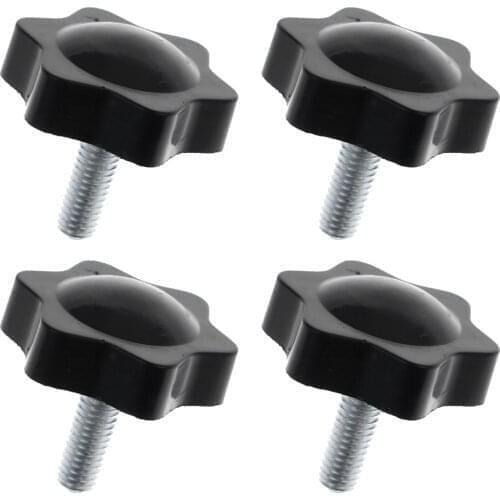4Pcs Male Thread Plum Blossom Shape Head Clamping Nuts Bolt Knob For Industry Equipment Plastic Carbon Steel Galvanization