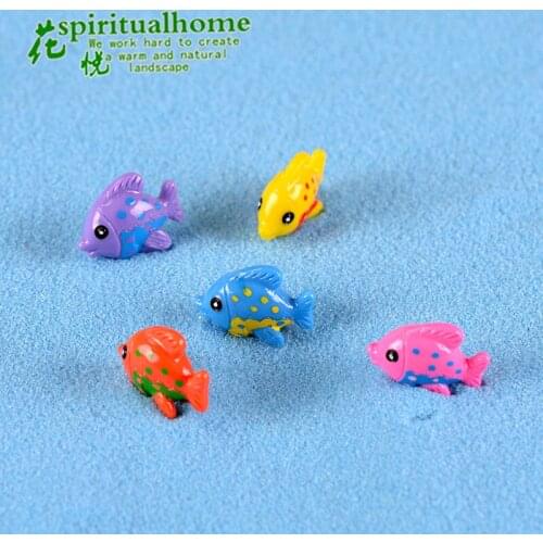 5pcs/set Colorful Cute Undersea Cartoon Little Fish Model Small Statue Figurine Crafts Figure Goldfish Ornament Miniatures